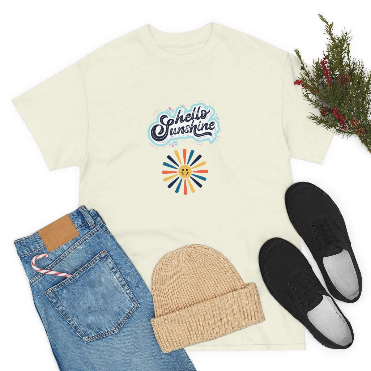 Hello Sunshine Tee, Retro Sunshine Tee, Vintage Graphic T-Shirt, Retro Sun Tshirt, Summer Shirt, Boho Shirt, Sunshine, Camping Shirt - The Good Life Vibe
