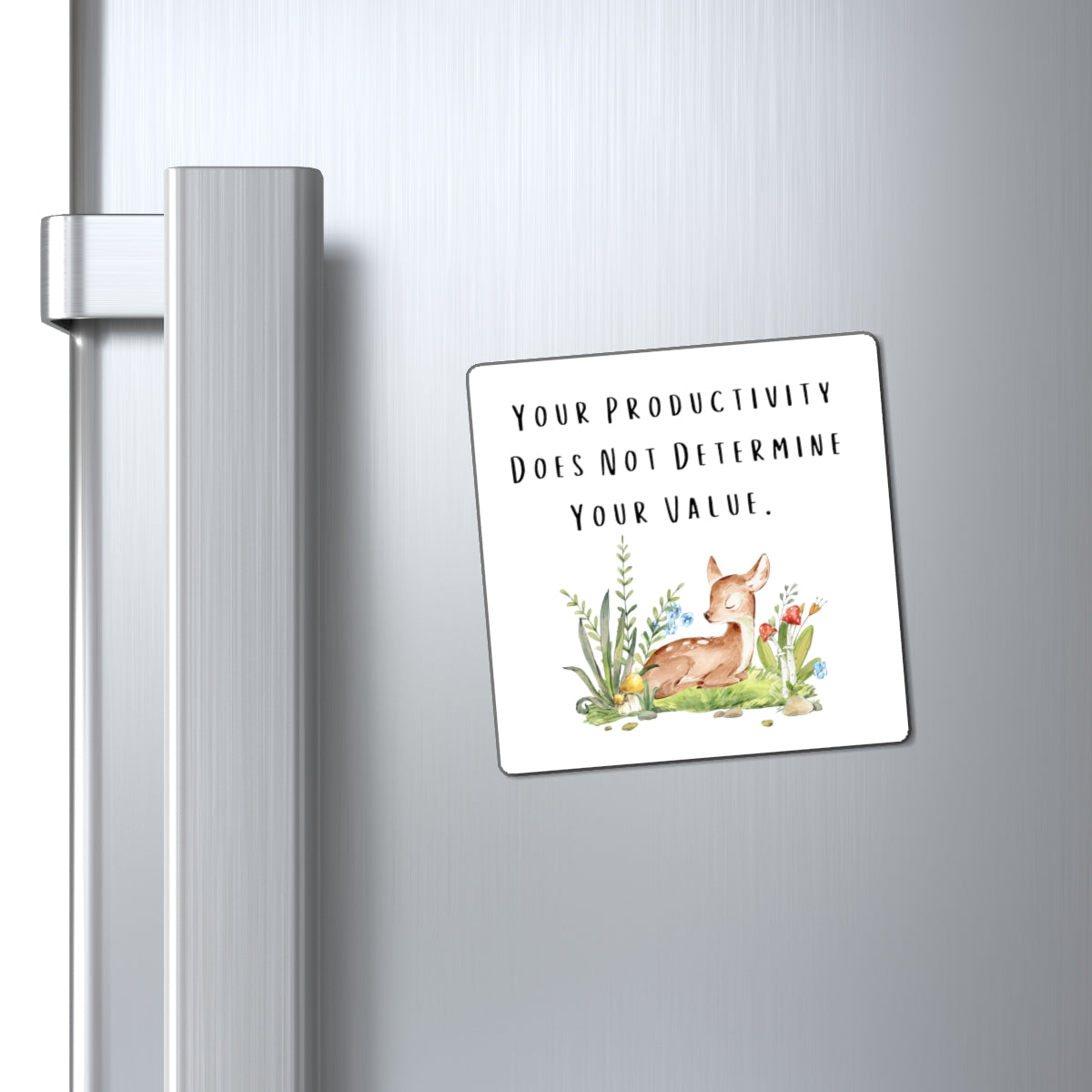 Your Productivity Does Not Determine Your Value, Chronic Illness Magnet, Encouragement Magnet, Bambi Magnet, Retro Deer Magnet, Inspiration - The Good Life Vibe