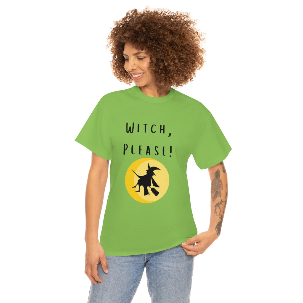 Witch, Please Riding On Broom With Moon Trendy Halloween Spooky Preppy T-Shirt Gift Heavy Cotton Tee - The Good Life Vibe