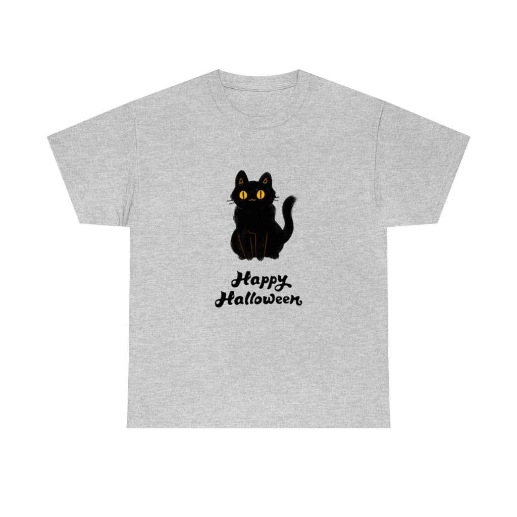 Happy Halloween Black Cat Heavy Cotton Tee - The Good Life Vibe