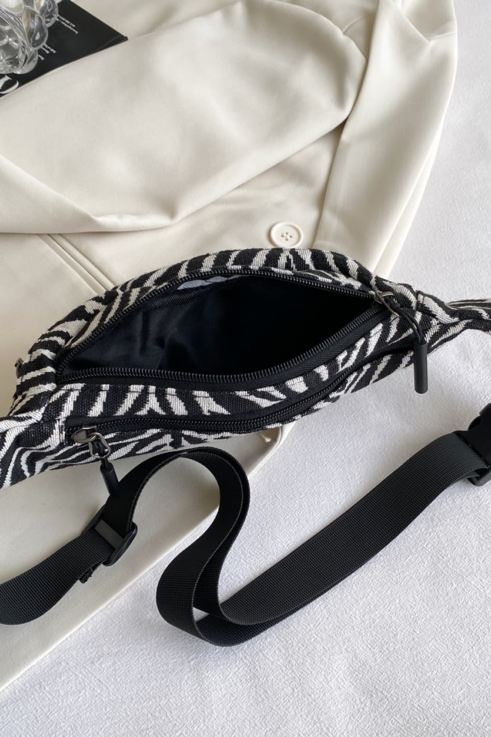 Zebra Print Canvas Chest Bag