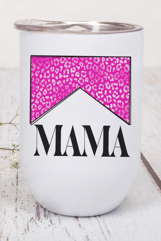 Mama Leopard Magenta Wine Tumbler