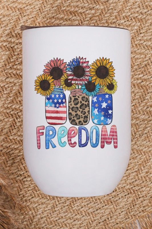 Patriotic Freedom Mason Jars Wine Cup Tumbler
