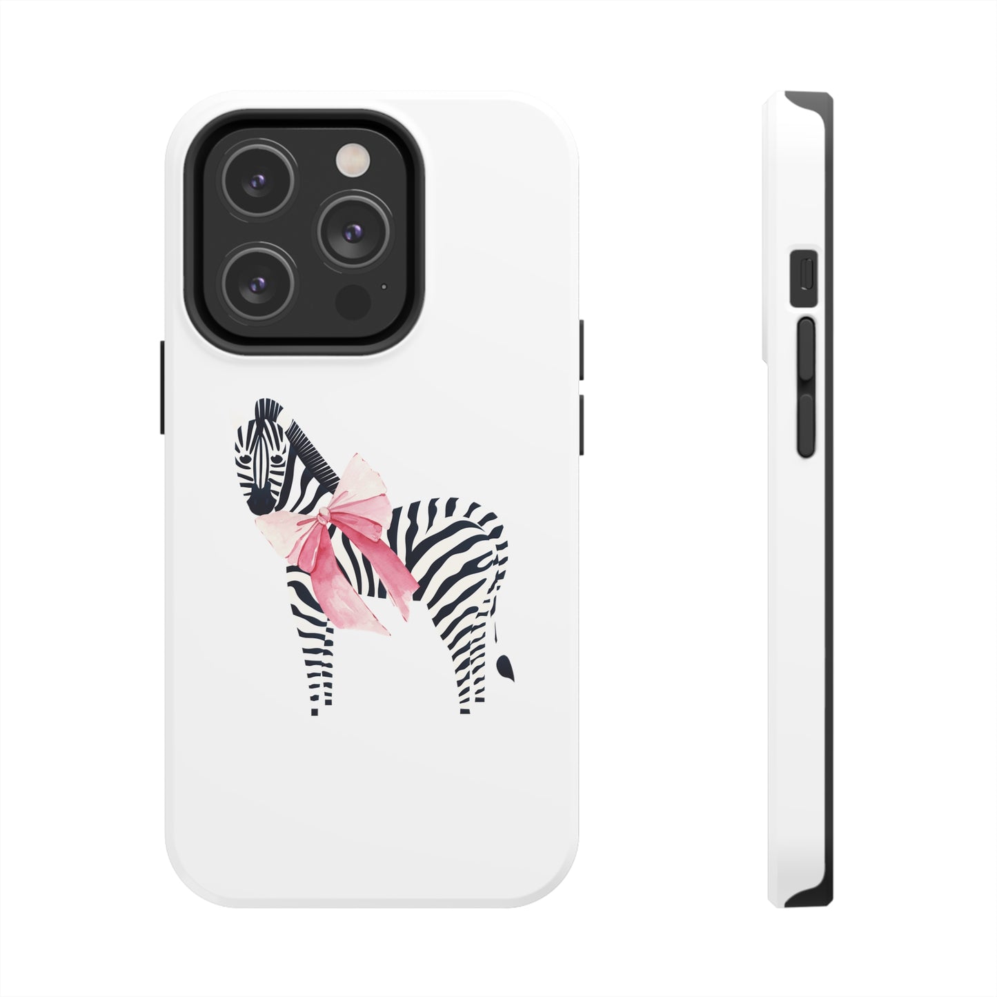 Zebra With Coquette Pink Bow Phone Case