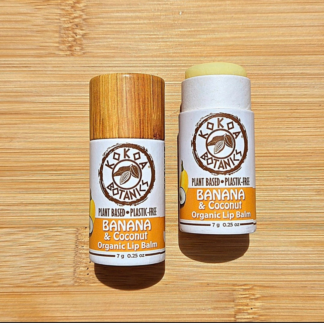 Banana and Coconut - Organic Lip Balm - Vegan - Plastic-Free  .25 oz - The Good Life Vibe