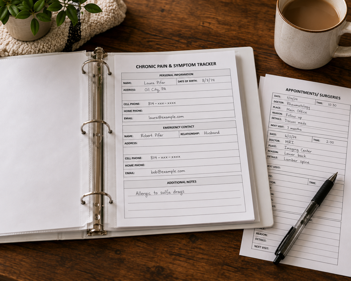Chronic Pain Symptom Tracker | 4-Month Printable Journal - The Good Life Vibe