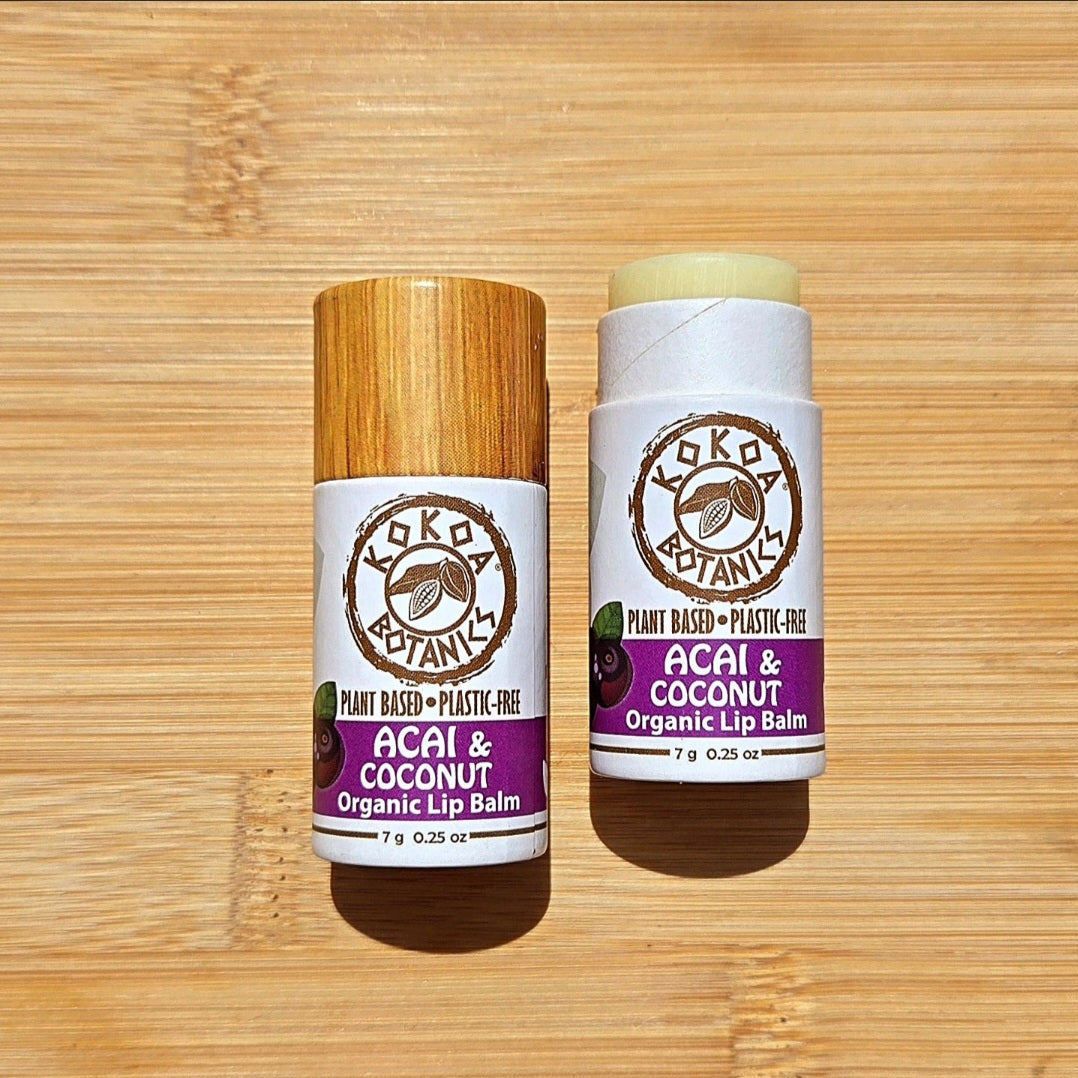 Acai and Coconut - Vegan Organic Lip Balm - Plastic Free .25 oz