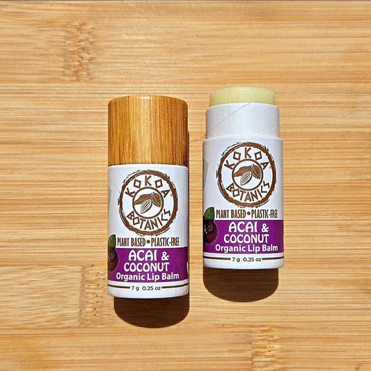 Acai and Coconut - Vegan Organic Lip Balm - Plastic Free .25 oz