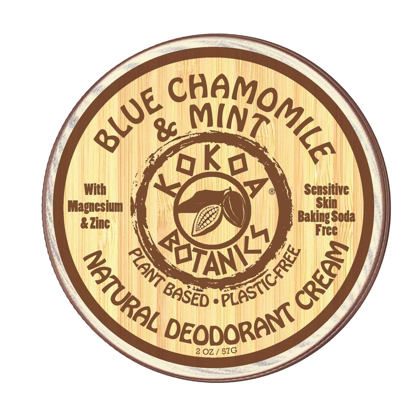 BLUE CHAMOMILE & MINT- Natural Deodorant Cream - Sensitive Skin – Baking Soda-Free  2.5 oz