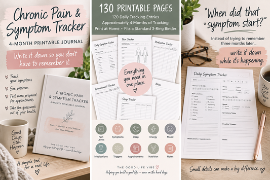 Chronic Pain and Symptom Tracker 4-month printable journal overview