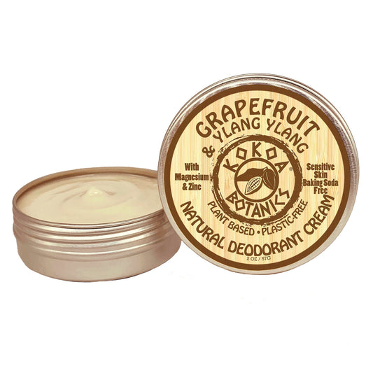 GRAPEFRUIT & YLANG YLANG - Natural Deodorant Cream - Sensitive Skin - Baking Soda Free  - 2.5 oz - The Good Life Vibe