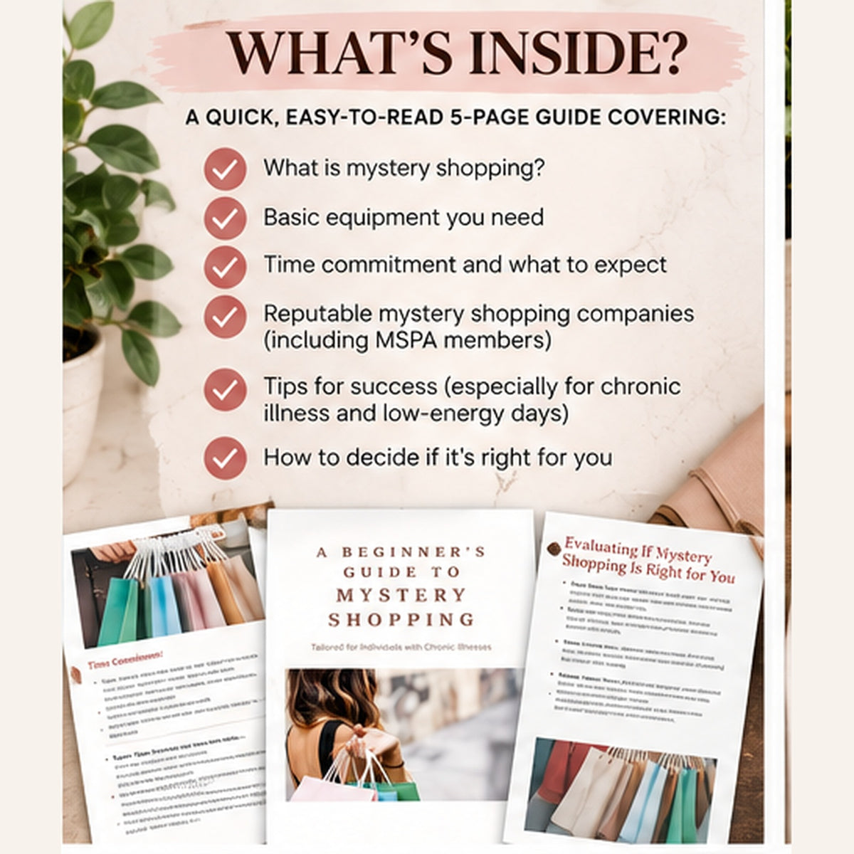 What's inside the free 5-page beginner's mystery shopping guide