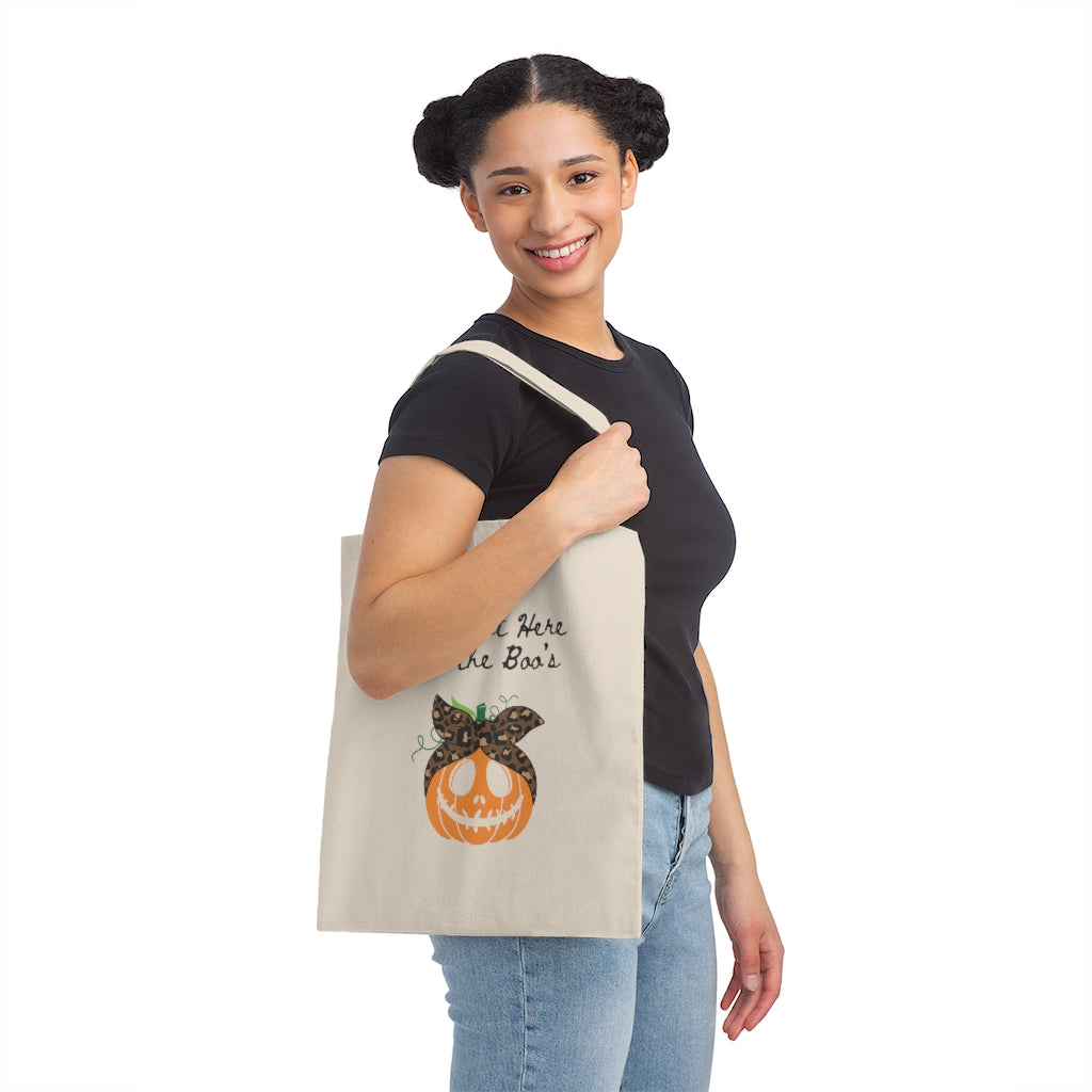 I'm Just Here For The Boos Canvas Tote Bag Fall Bag Funny Booze Sayings Halloween Bag Autumn Gift Fall Funny Tote Funny Tote Bags - The Good Life Vibe