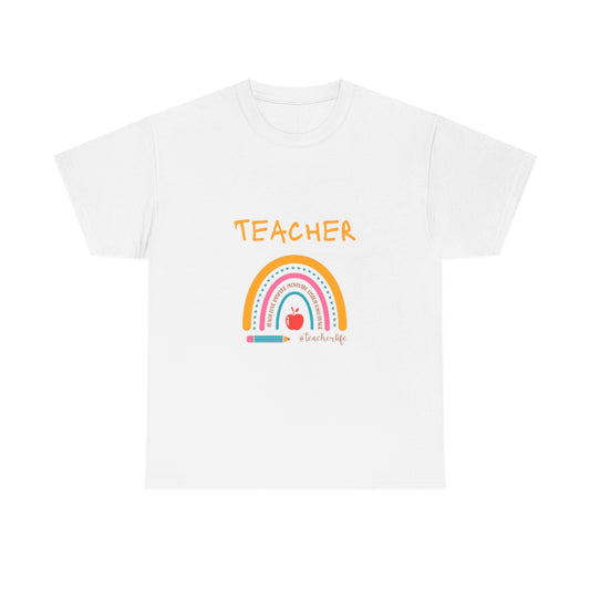 Teacher Love Inspire Rainbow  Heavy Cotton Tee - The Good Life Vibe