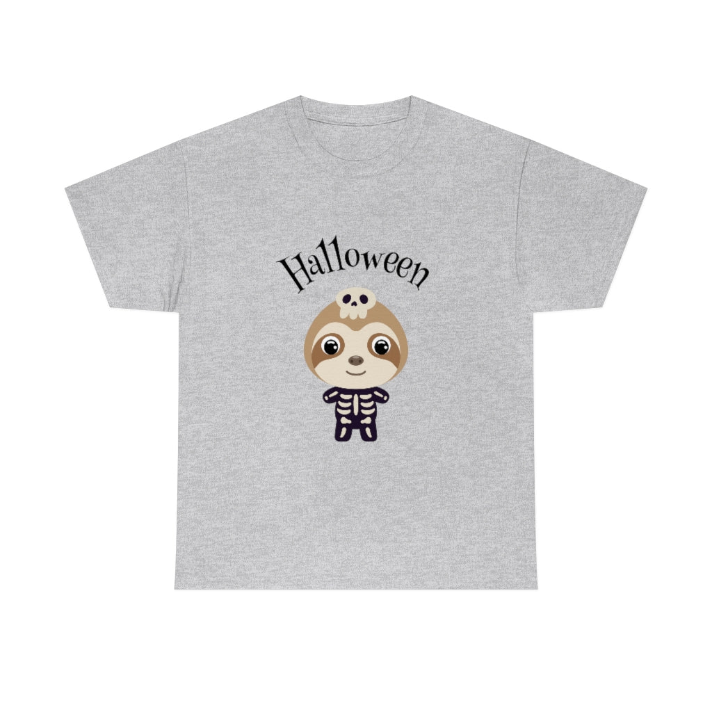 Happy Halloween Skeleton Sloth Heavy Cotton Tee - The Good Life Vibe