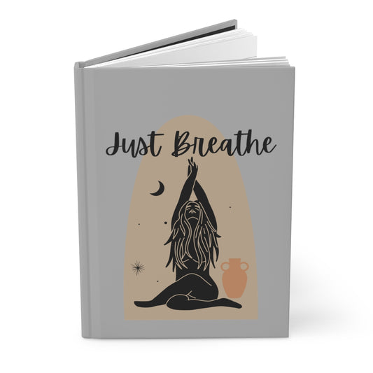 Just Breathe Notebook, Yoga Journal, Exercise Journal, Hard Cover Notebook, Dotted Paper Journal, Yoga, Lined Notebook, Lined Journal - The Good Life Vibe