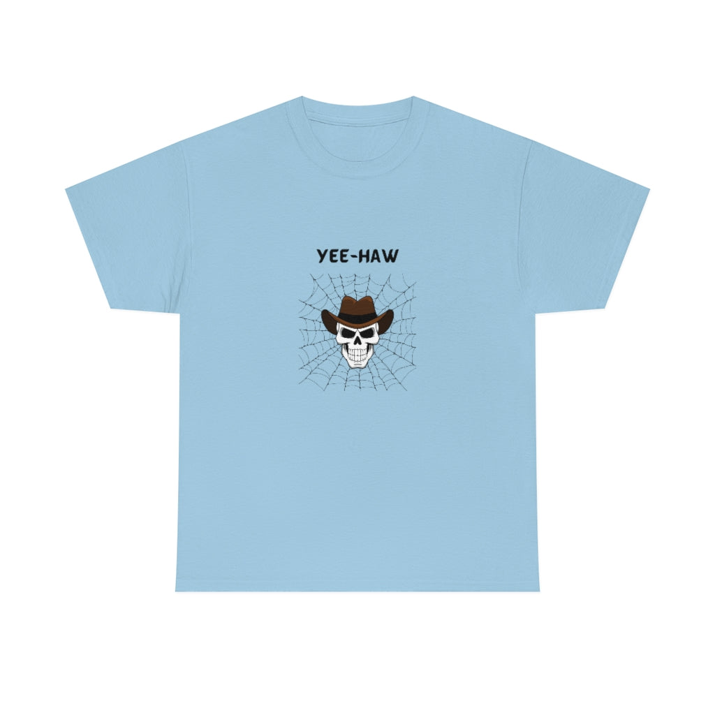 Yee-Haw Cowboy Skull Tee Halloween Cowboy T-shirt Cowboy Skull Graphic Tee Cowboy Spider Web Shirt - The Good Life Vibe