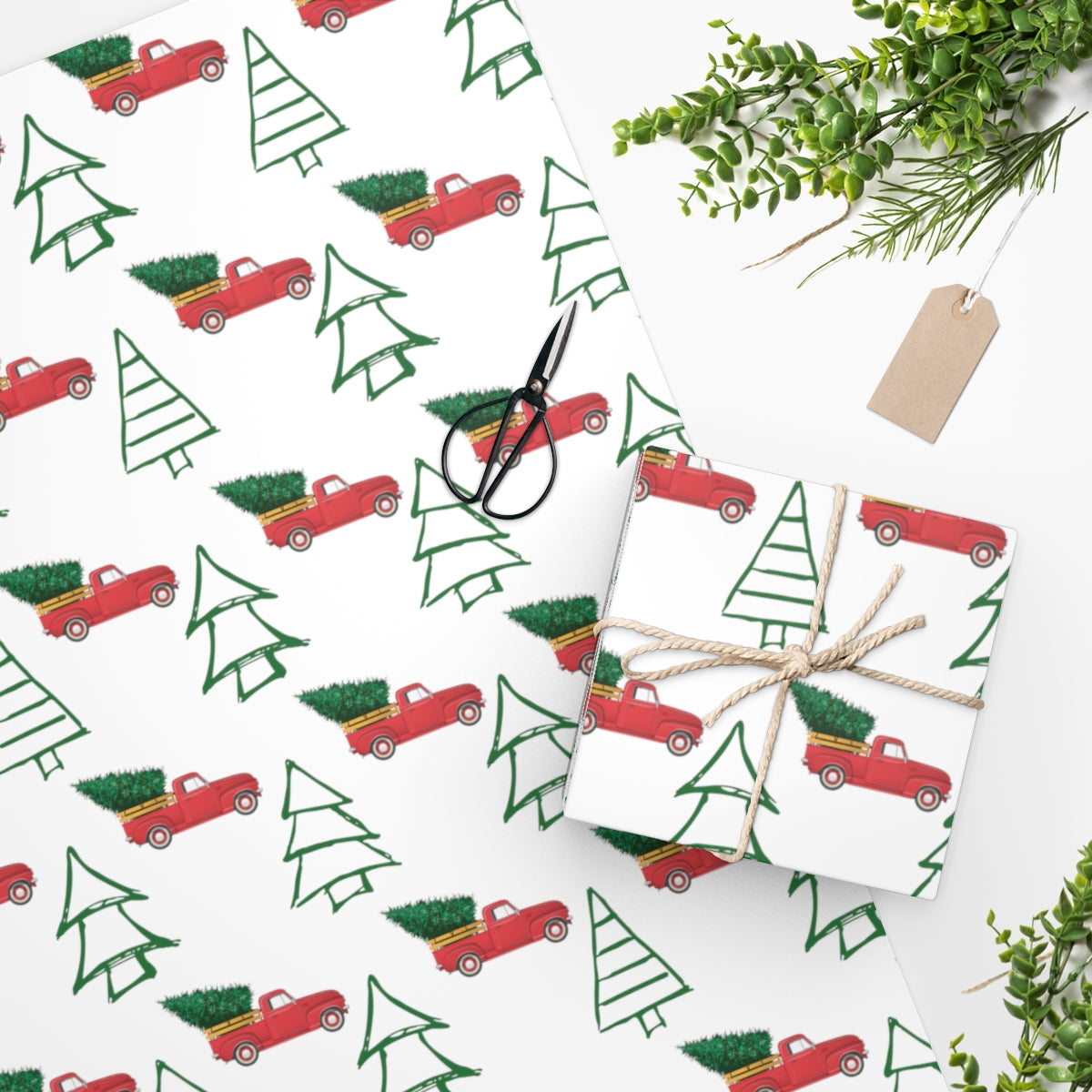 Wrapping Paper: Bringing Home The Tree Gift Wrap  Birthday, Holiday Christmas - The Good Life Vibe