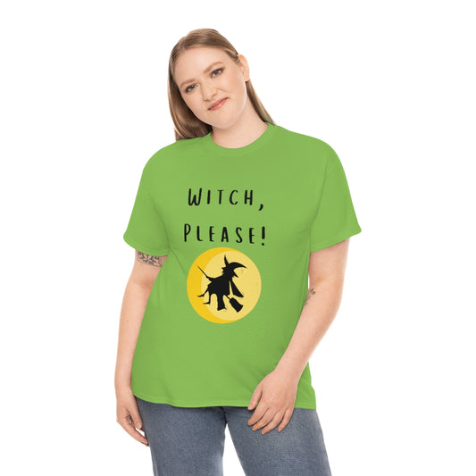 Witch, Please Riding On Broom With Moon Trendy Halloween Spooky Preppy T-Shirt Gift Heavy Cotton Tee - The Good Life Vibe