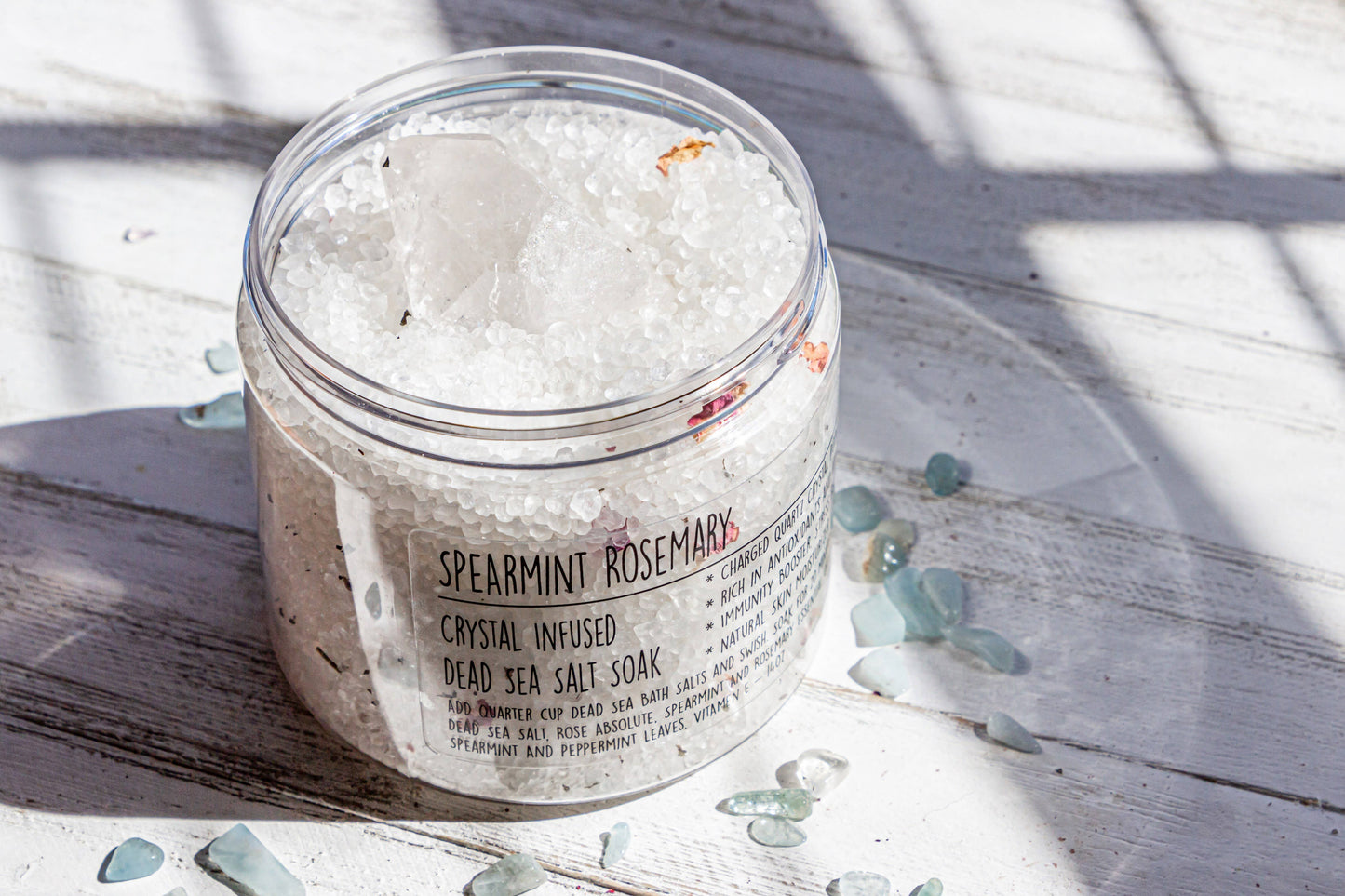 Quartz Crystal Spearmint & Rosemary Dead Sea Salt - The Good Life Vibe