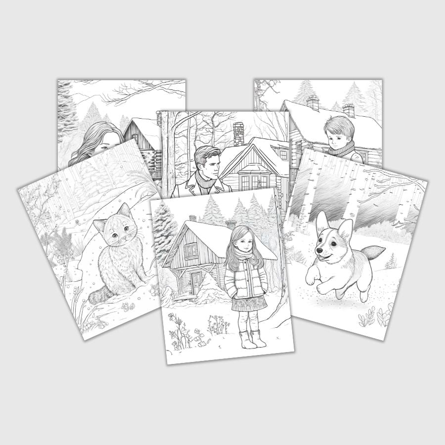 Winter Coloring Pages Sheets - 6 Sheets - Printables/Digital Download