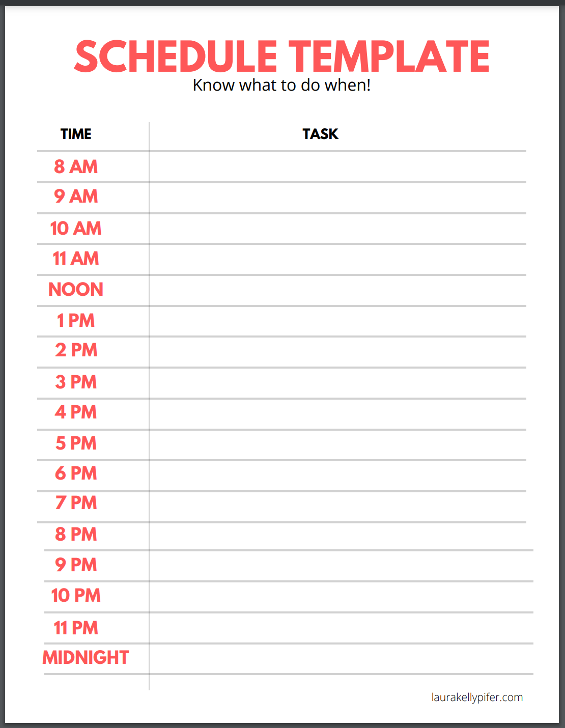 Know What To Do When Daily Schedule Appointment Template/Log/Tracker Printable