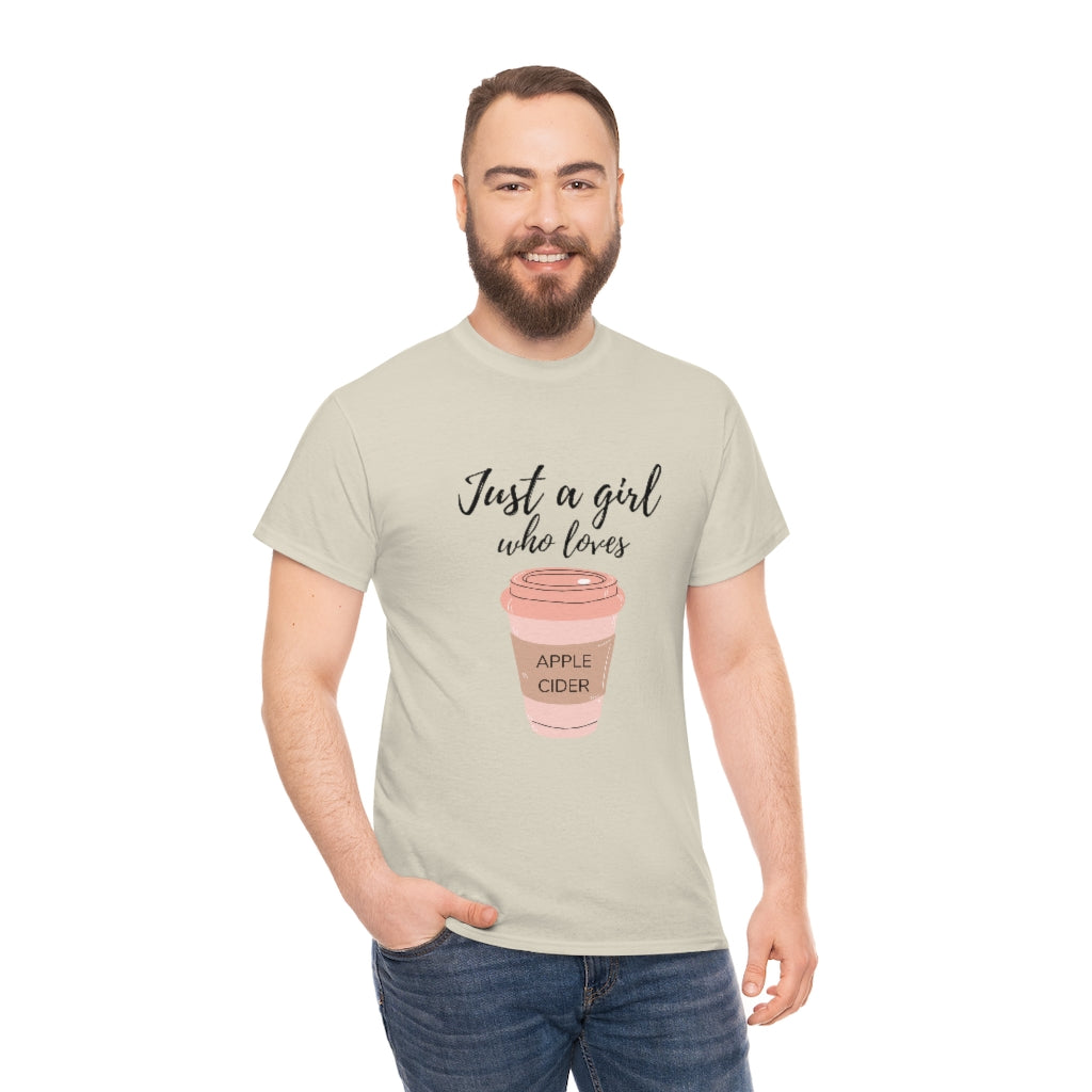 Just A Girl Who Loves Apple Cider Tee Apple Lover Shirt Apple Cider Lover Tshirt Fall Tshirt Fall Apparel Fall Apple Shirt Apple Cider Tee - The Good Life Vibe