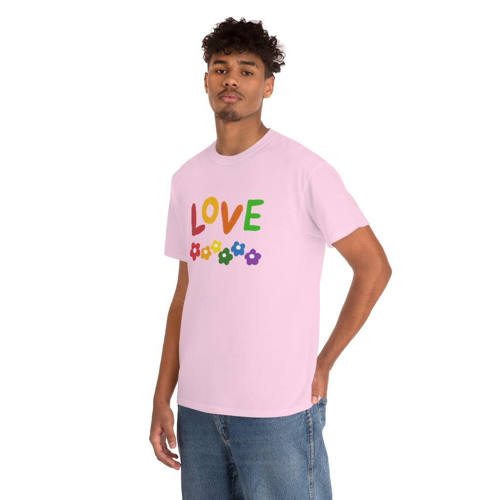 LOVE Rainbow Flowers Tee Cute Love One Another Shirt Comfy Colorful Word Shirt Love T-shirt Pride Tee LGBT Shirt - The Good Life Vibe