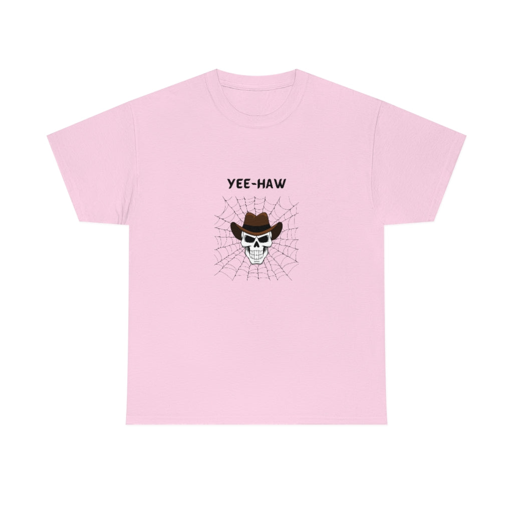 Yee-Haw Cowboy Skull Tee Halloween Cowboy T-shirt Cowboy Skull Graphic Tee Cowboy Spider Web Shirt - The Good Life Vibe