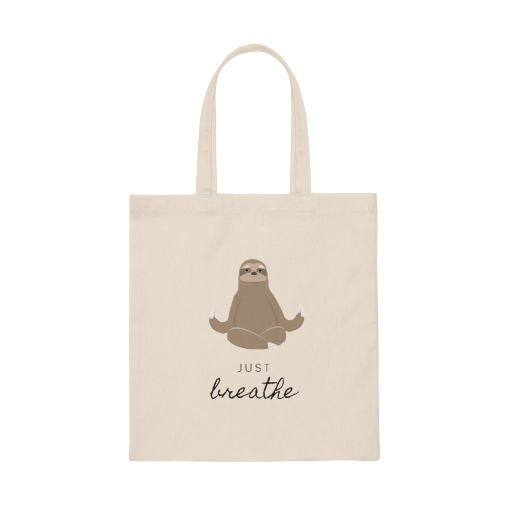 Just Breathe, Motivational Bag, Gym Bag ,Gym Motivation, Yoga Bag, Yoga Tote Bag, Sloth, Yoga Sloth, Motivation Tote Bag Affirmation - The Good Life Vibe