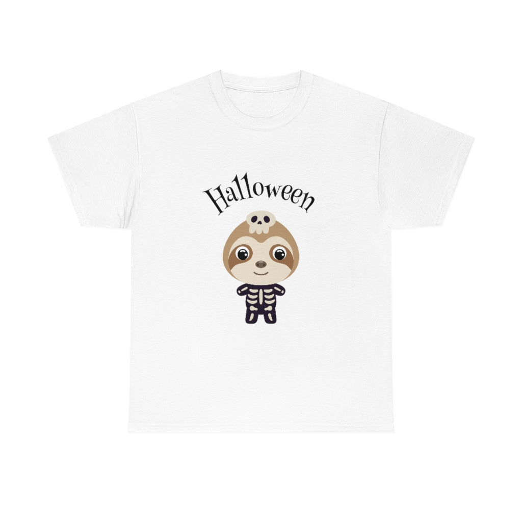 Happy Halloween Skeleton Sloth Heavy Cotton Tee - The Good Life Vibe